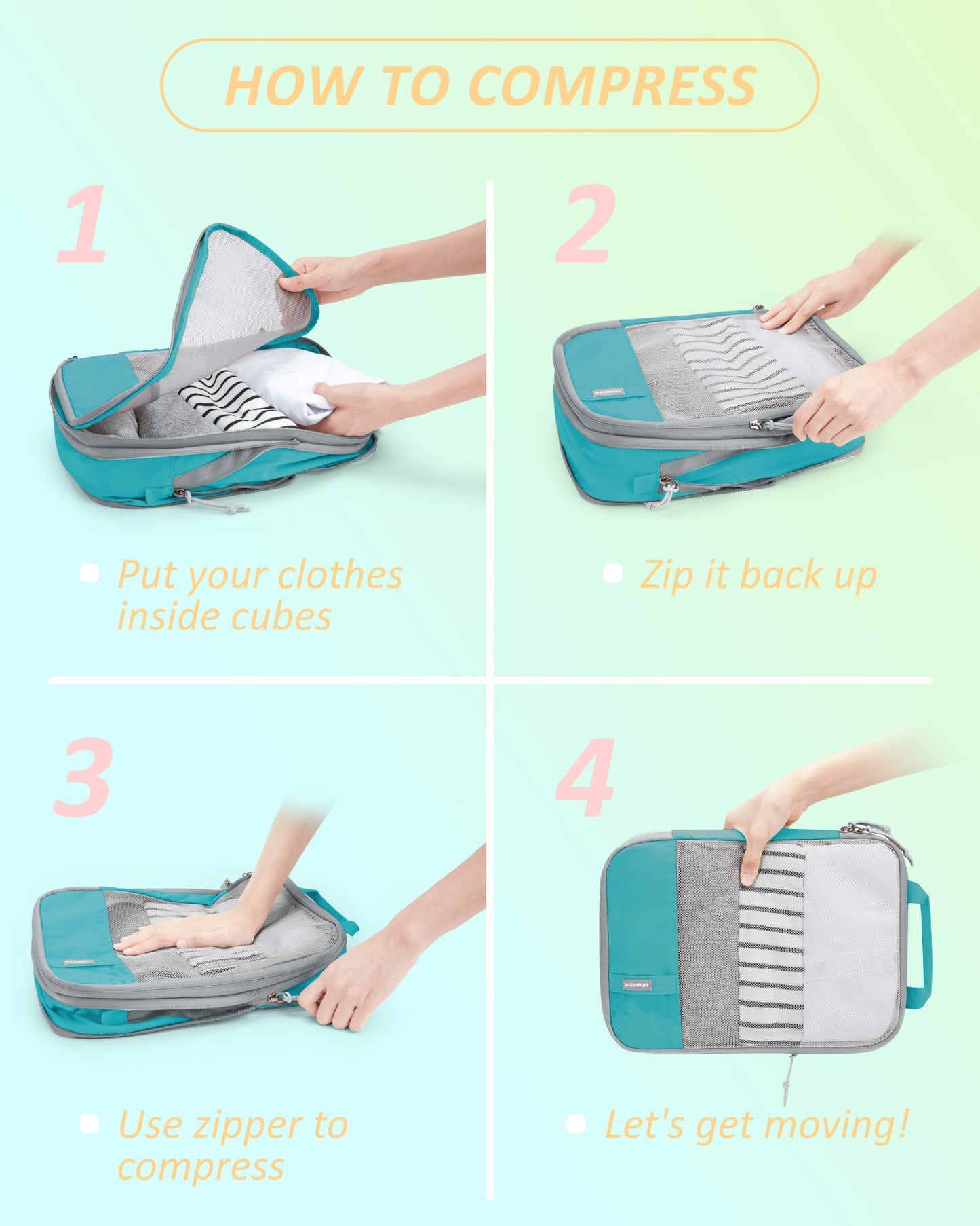 PackPro 6 Set Compression Cubes for Travel