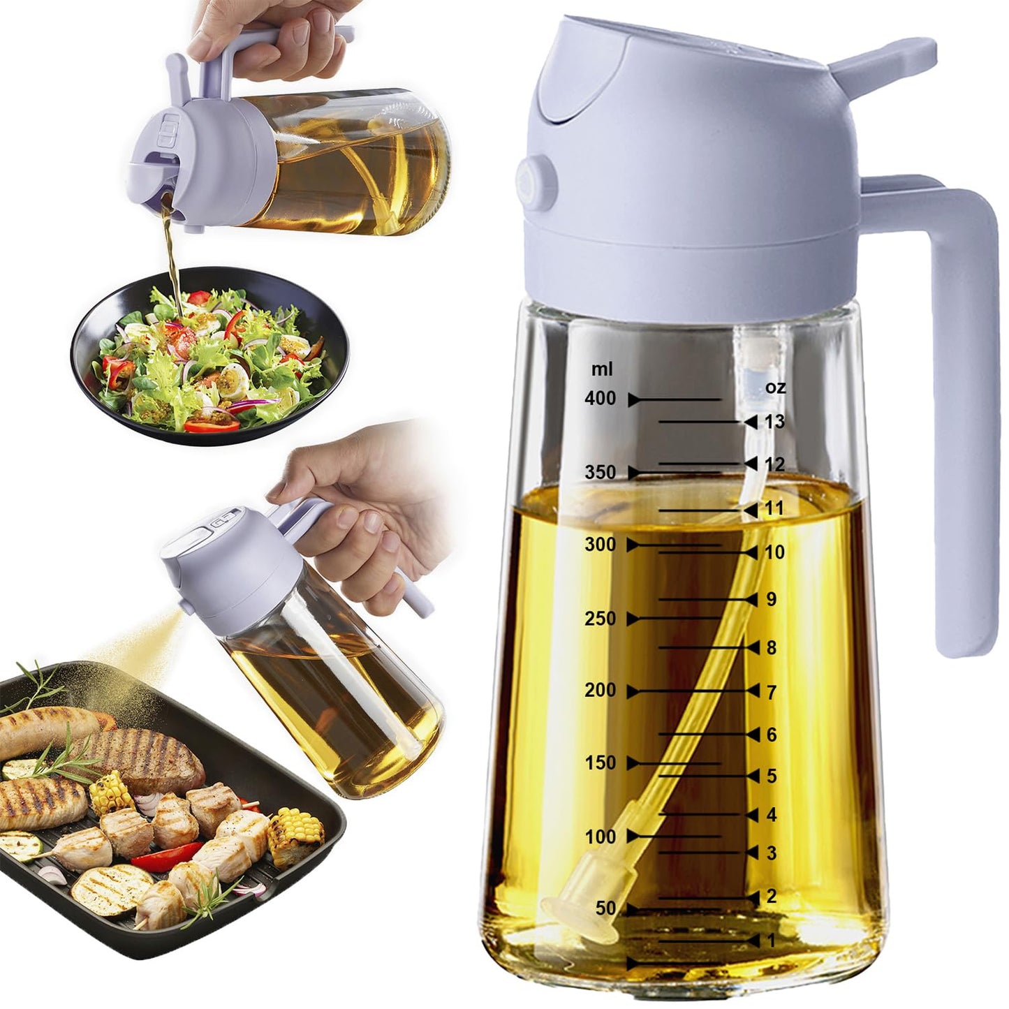 SprayMaster Duo: 16oz Olive Oil Dispenser - Black