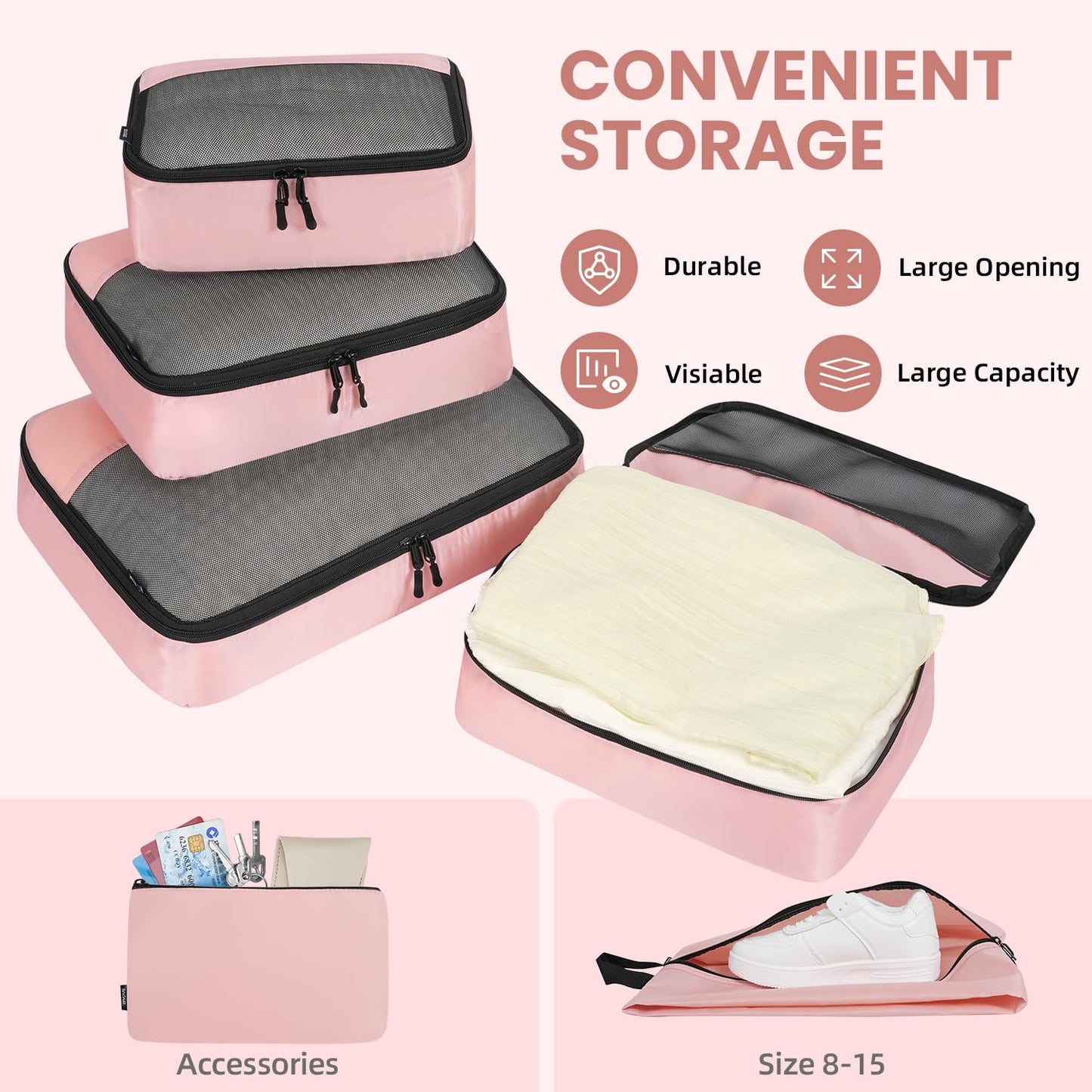 BAGAIL Travel Cubes: 8/9 Set Packing Organizers