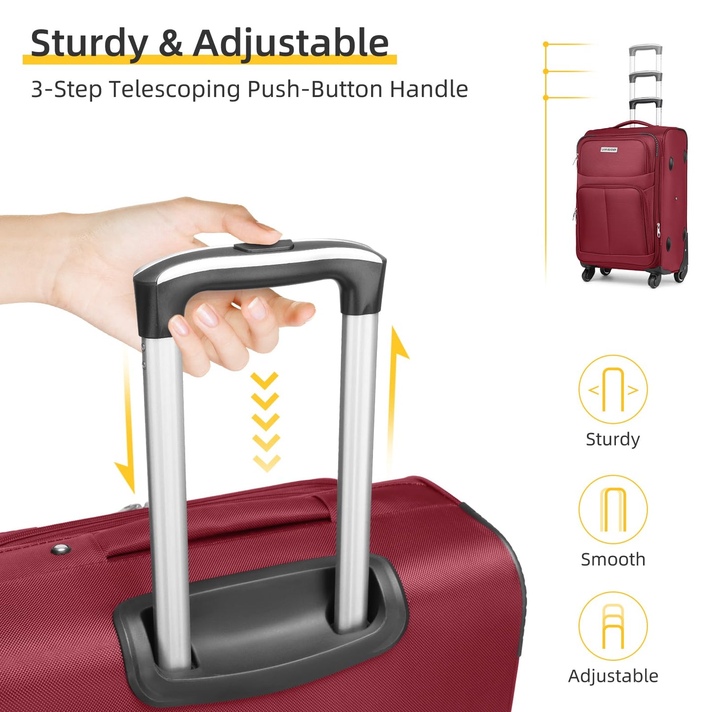 LARVENDER Expandable 5-Piece Spinner Luggage Set