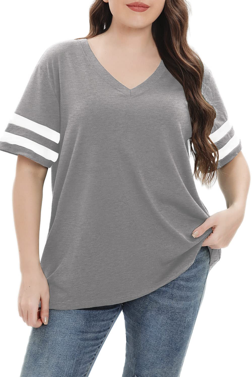 Summer V-Neck Plus Tunic Tee for Women 1X-5X