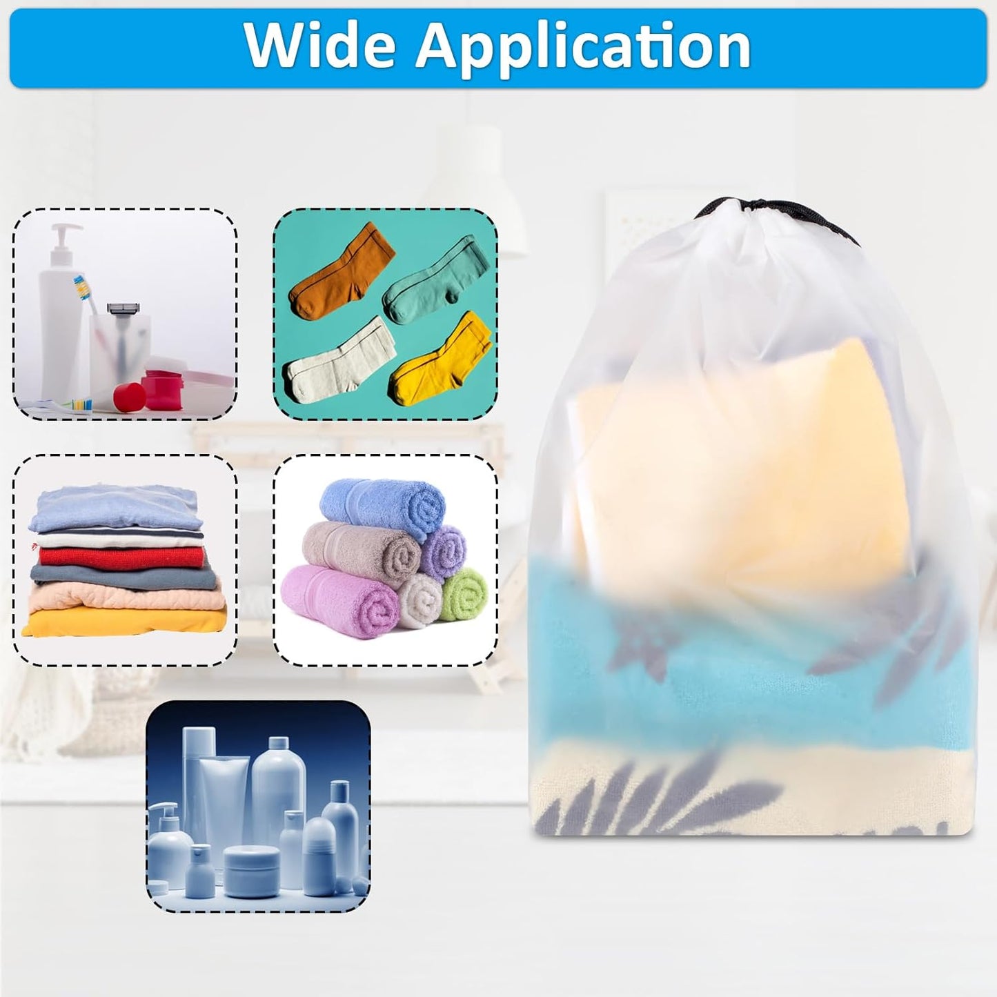 Travel Clear Shoe Bags - 5 Pack Waterproof Storage