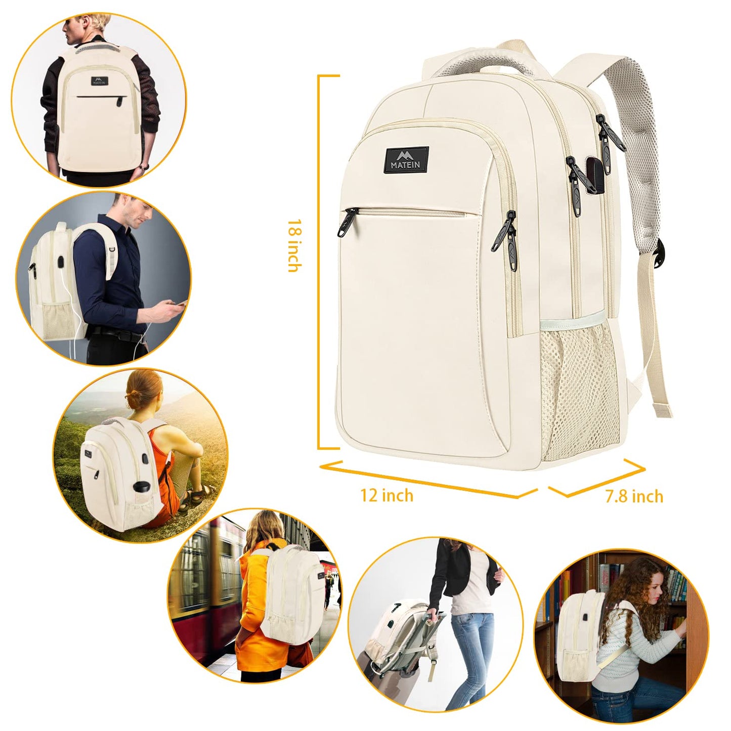 MATEIN SleekGuard Laptop Backpack with USB Port