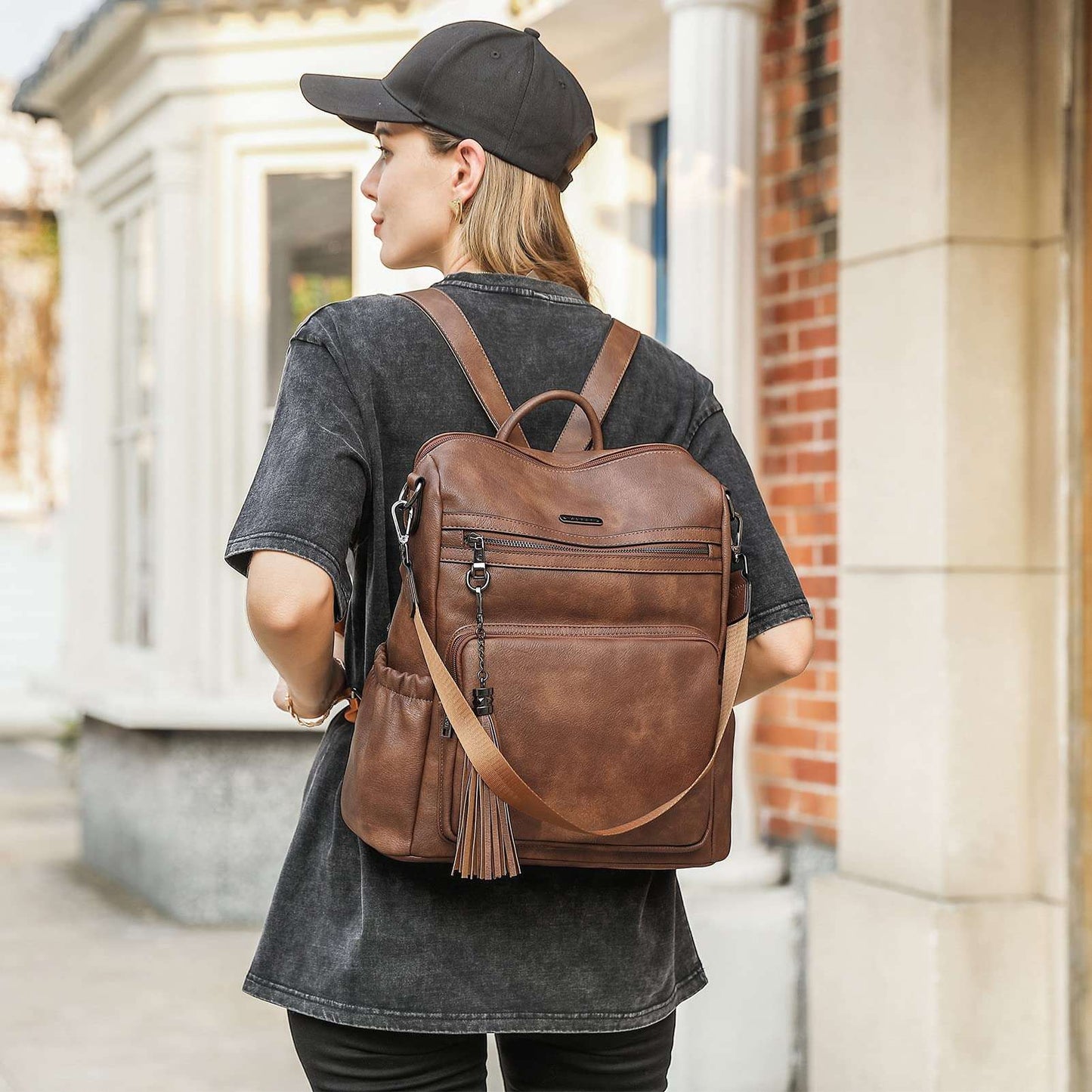CLUCI Luxe Convertible Leather Backpack Purse