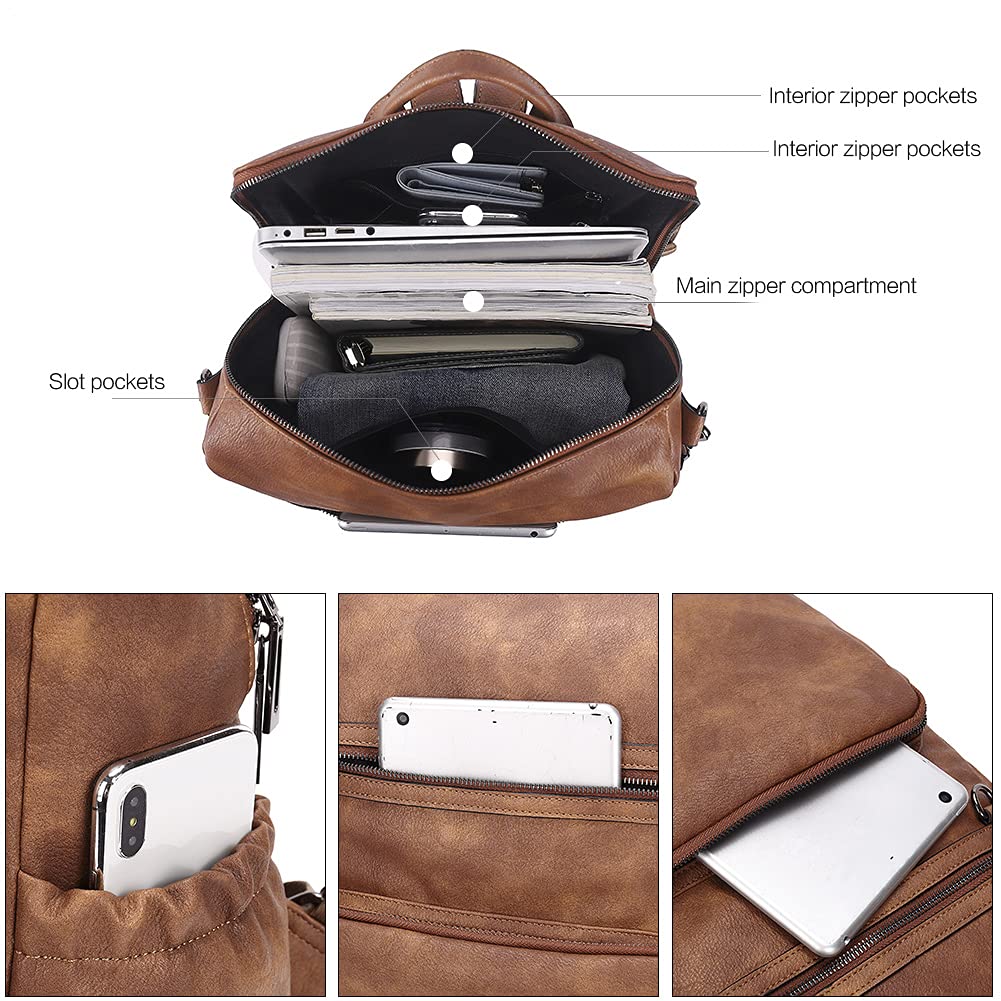 CLUCI Luxe Convertible Leather Backpack Purse