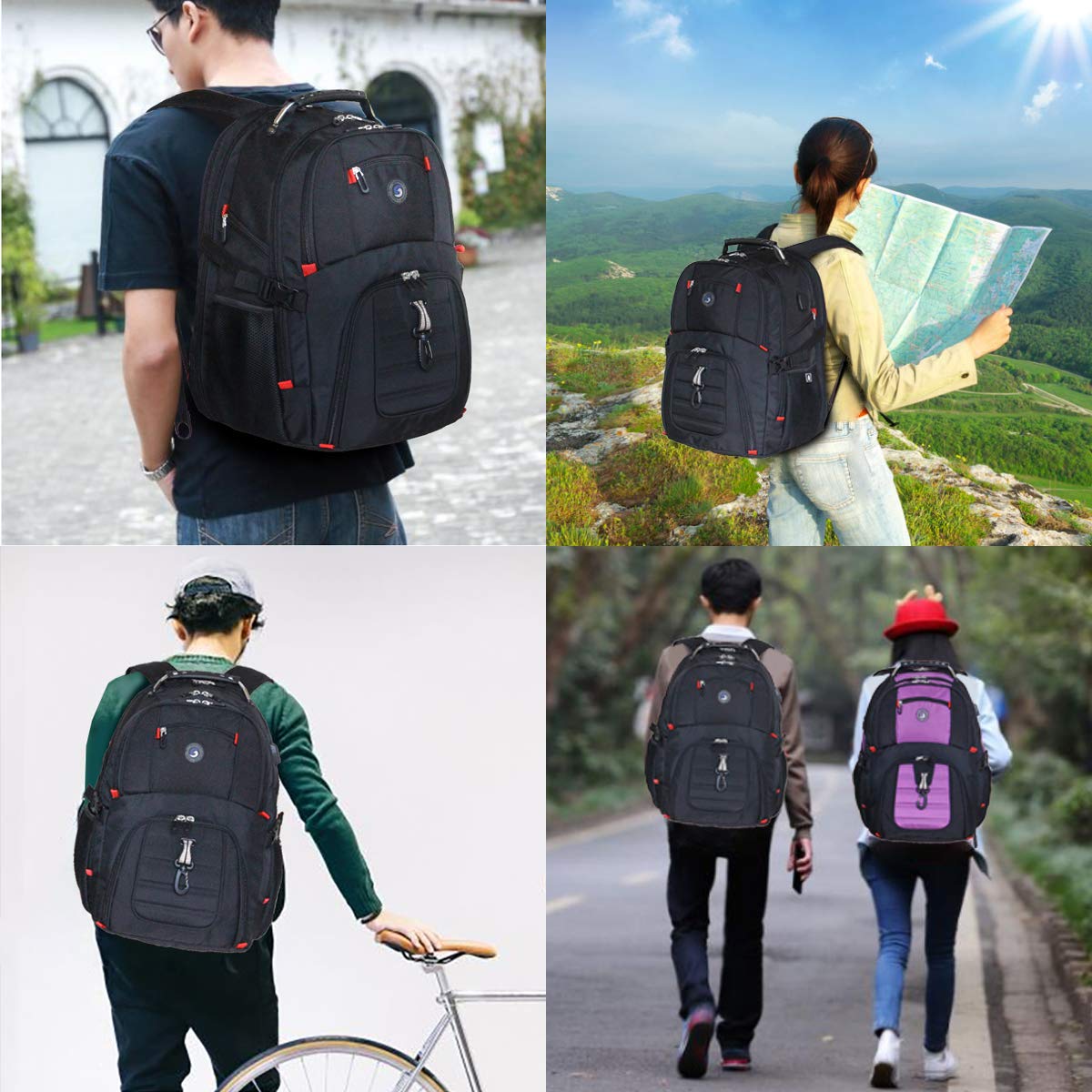 SHRRADOO 50L USB Travel Laptop Backpack - Airline Approved