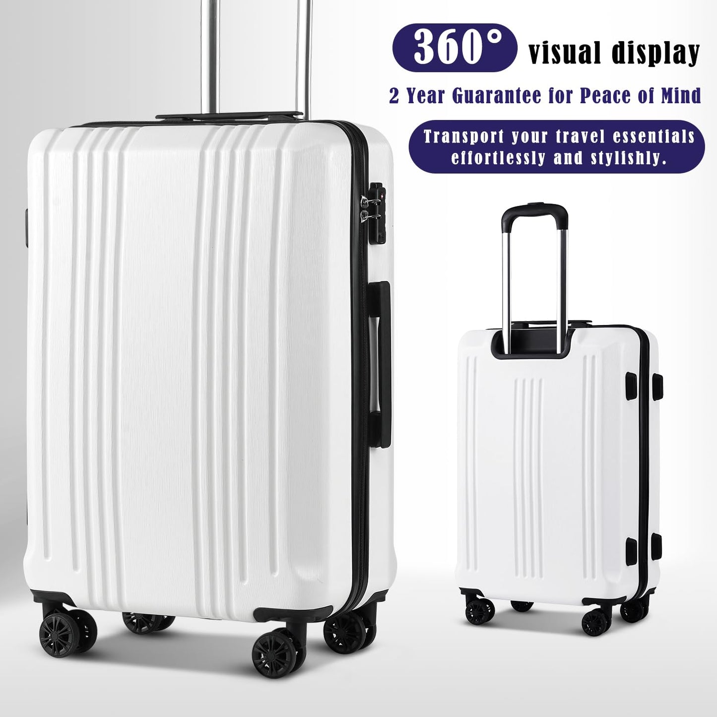Coolife Expandable Spinner Luggage Set - 3 Piece