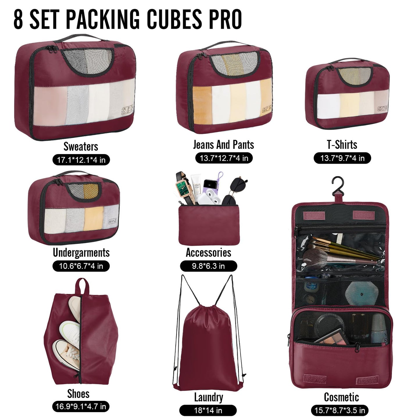 Veken Travel Cubes - 8 Piece Set