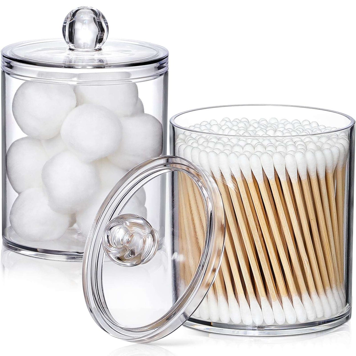 Clear Acrylic Qtip Dispenser Set - 4 Pack