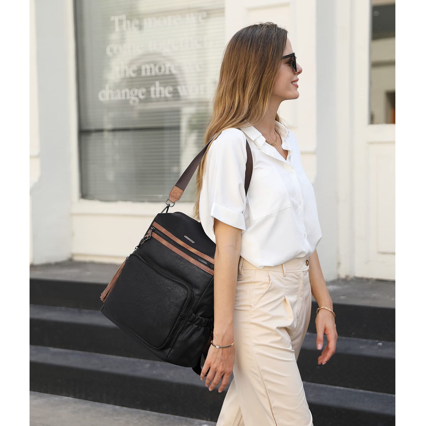 CLUCI Luxe Convertible Leather Backpack Purse