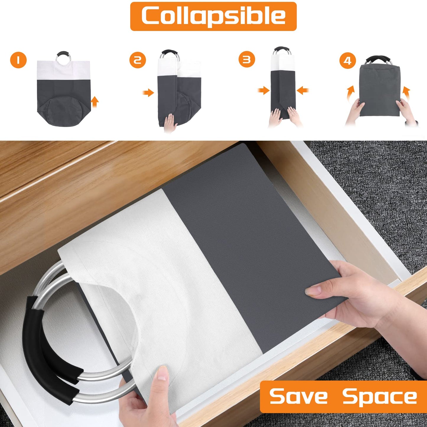 BlissTotes 90L Collapsible Laundry Hamper - Black