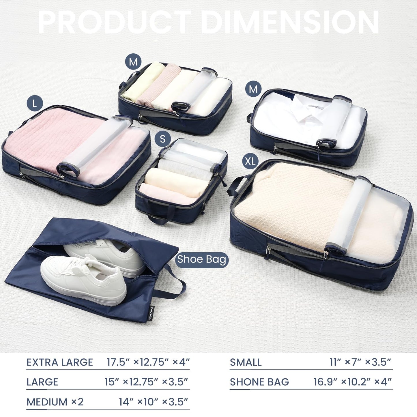 BAGAIL Travel Compression Cubes Set for Packing Ease