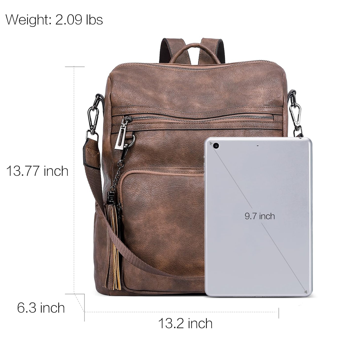 CLUCI Luxe Convertible Leather Backpack Purse