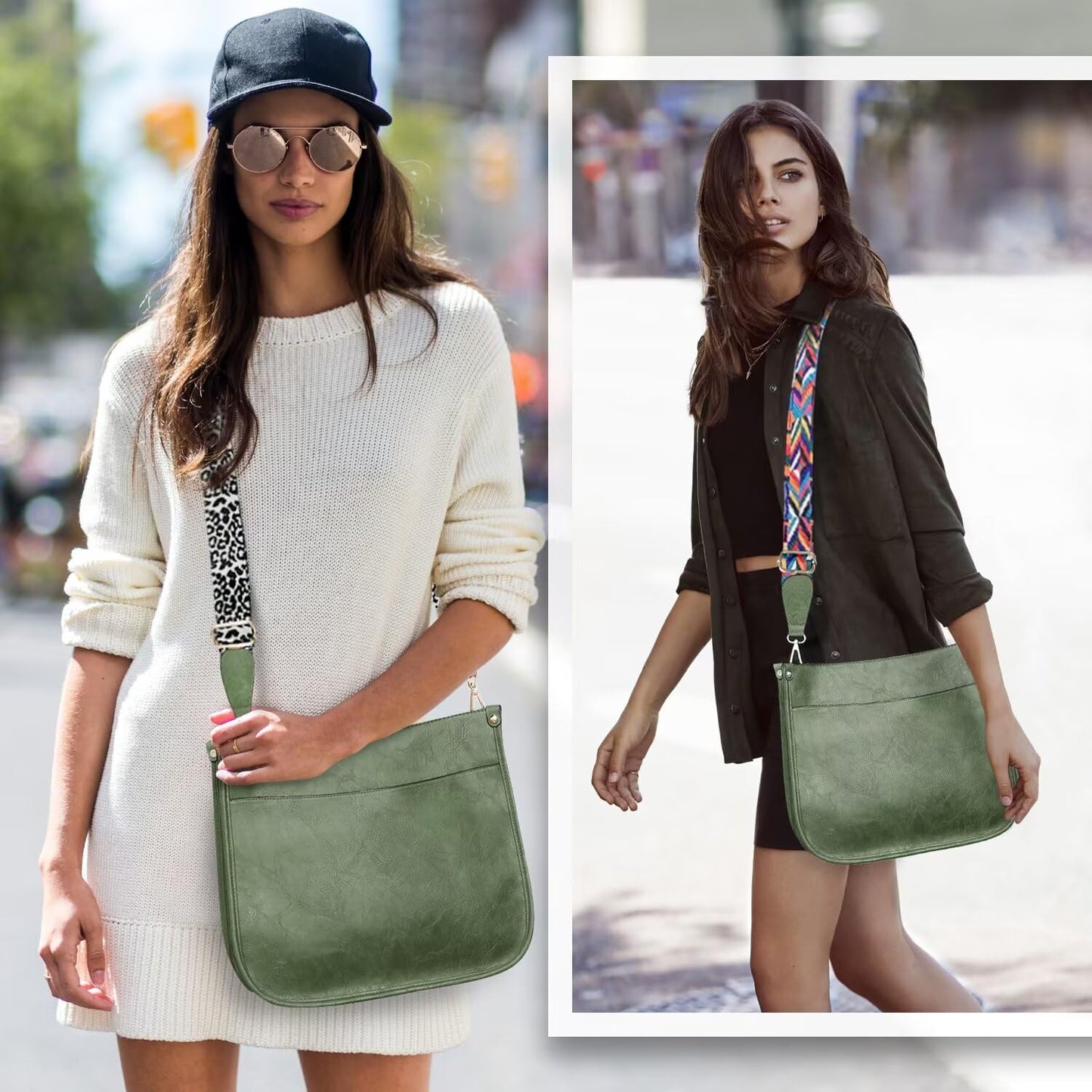 AUYOCO Chic Vegan Leather Crossbody Bag with Strap