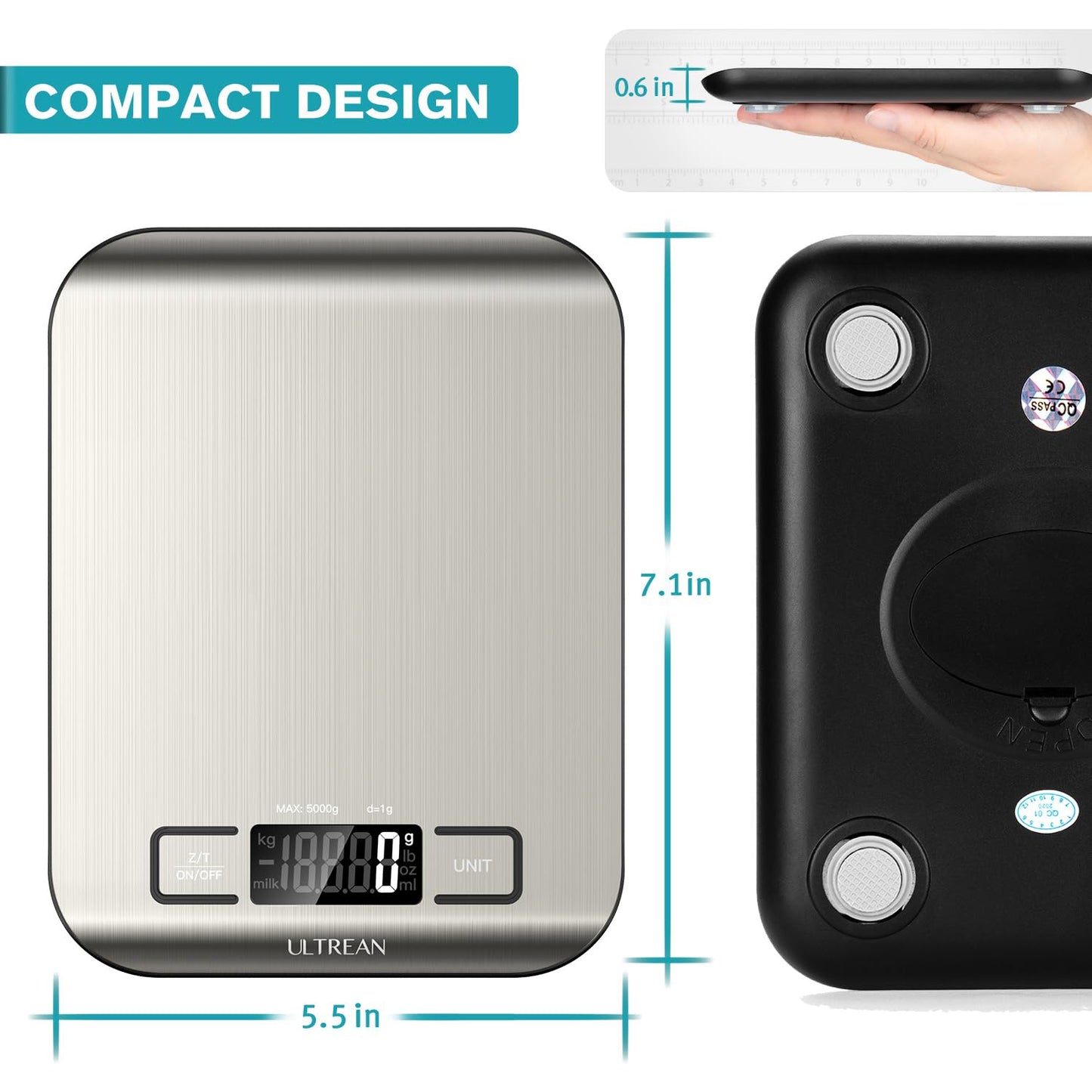 Ultrean Kitchen Scale - 11lb Capacity