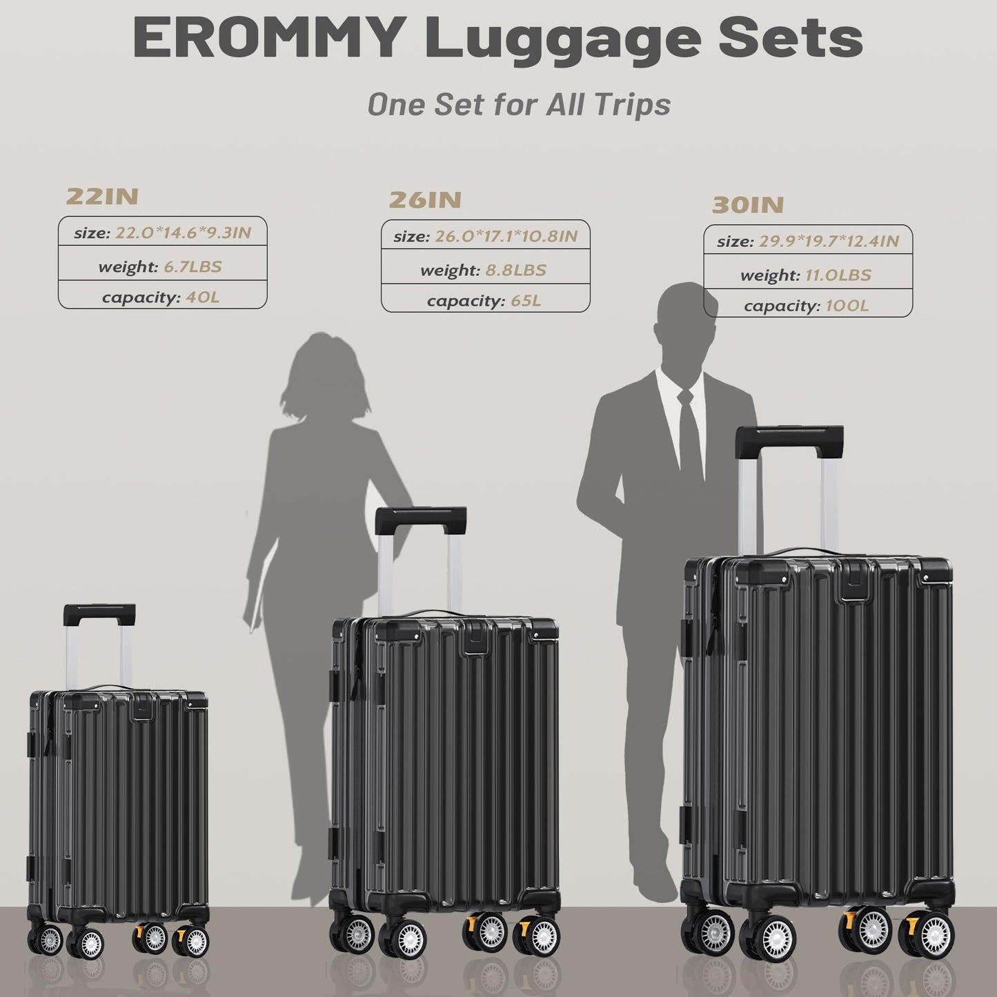 JetGlide 3pc Spinner: Expandable Hardshell Luggage