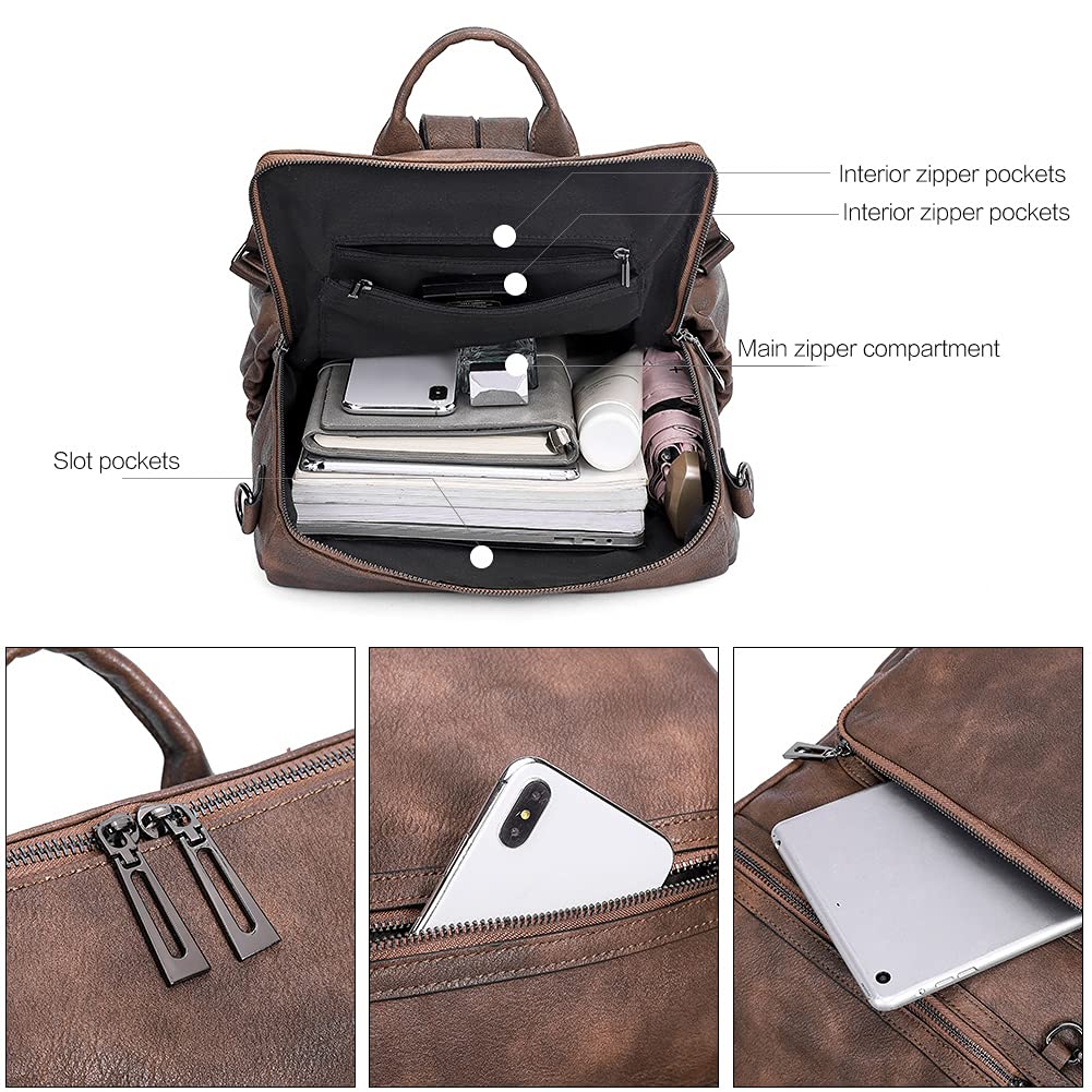 CLUCI Luxe Convertible Leather Backpack Purse