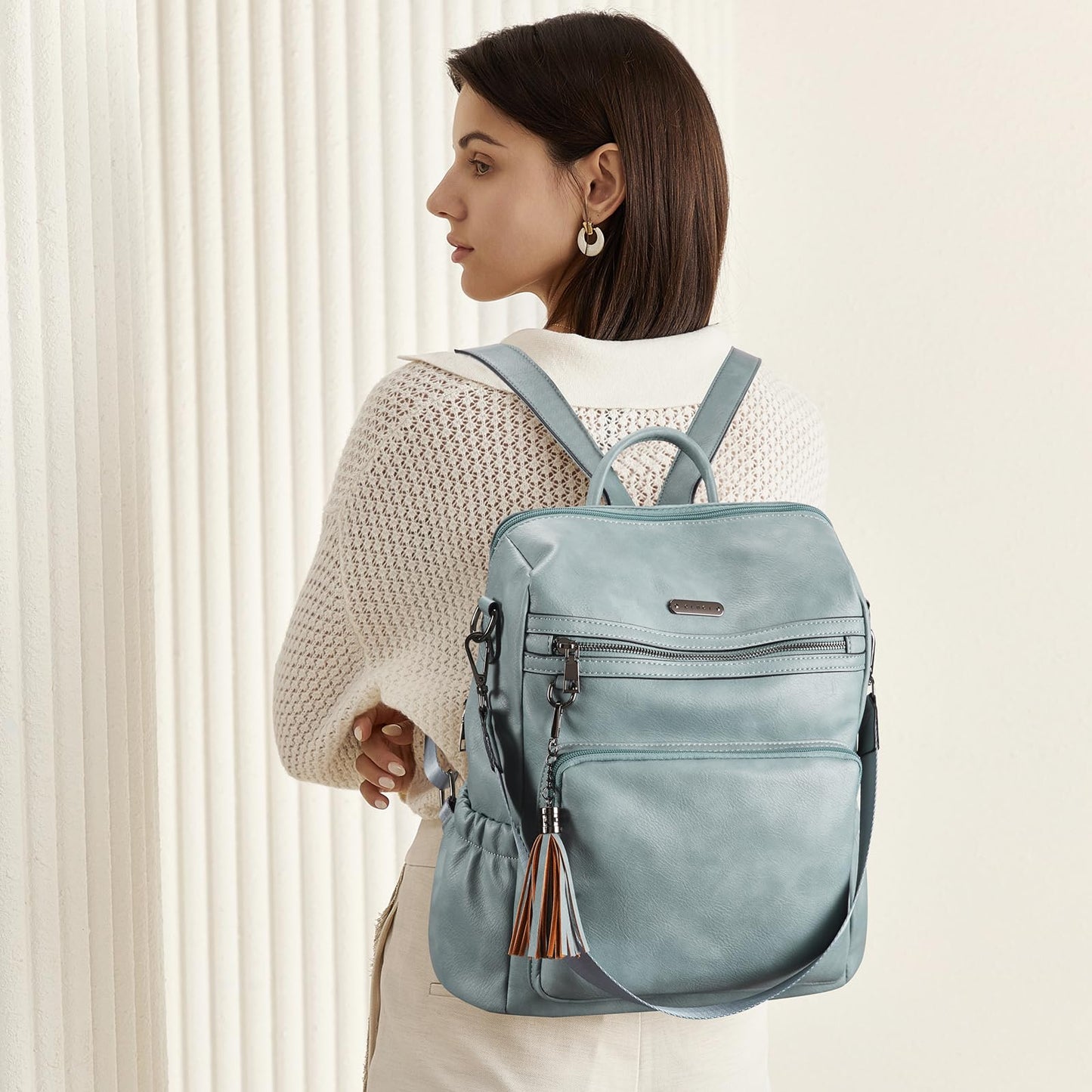 CLUCI Luxe Convertible Leather Backpack Purse