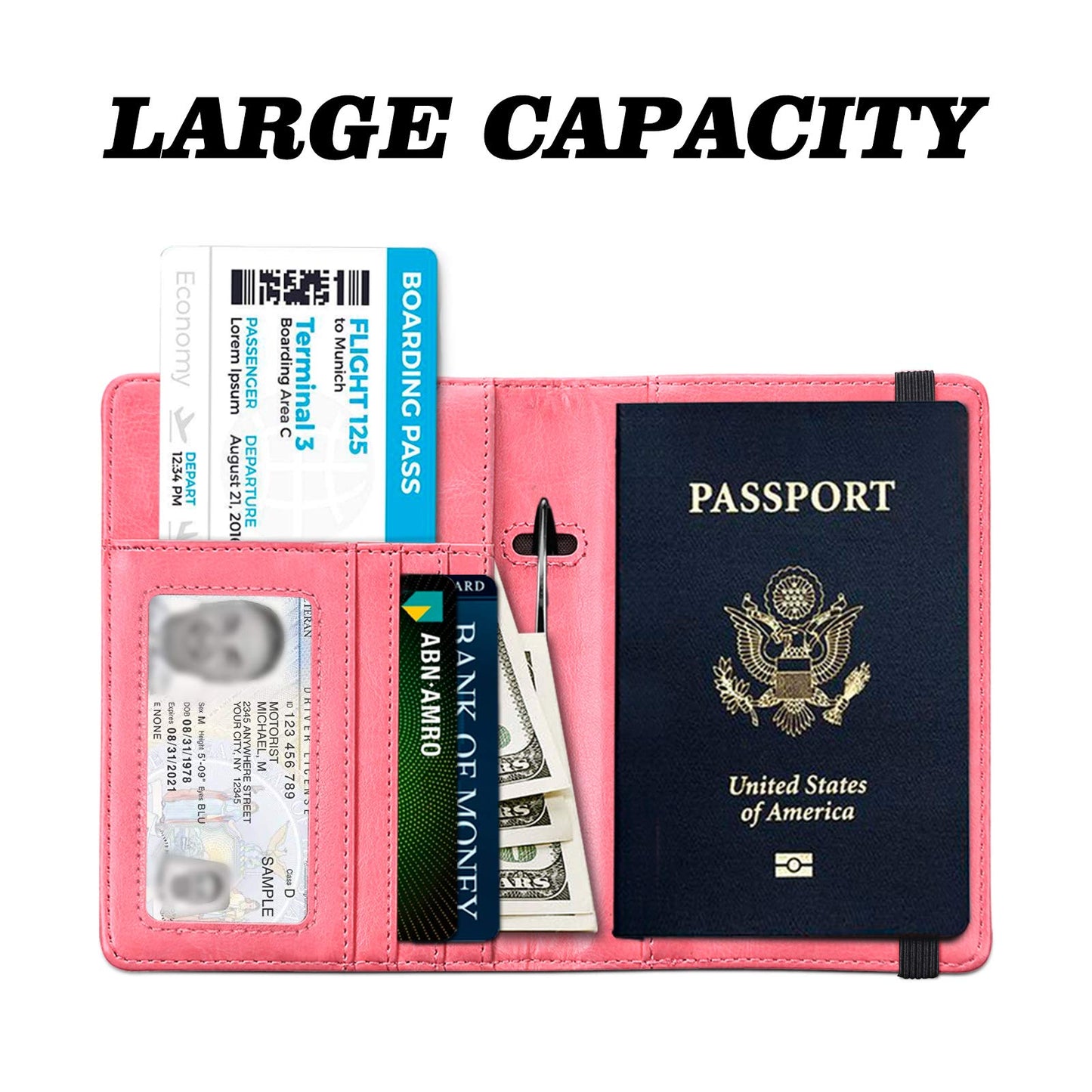 HerriaT RFID Leather Passport Wallet - Gray
