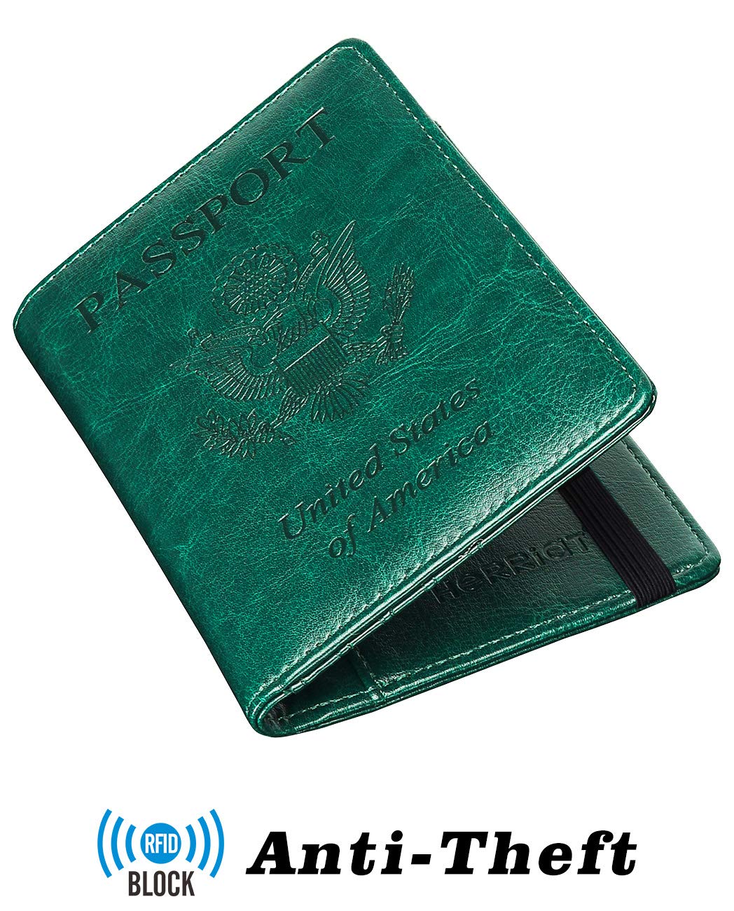 HerriaT RFID Leather Passport Wallet - Gray