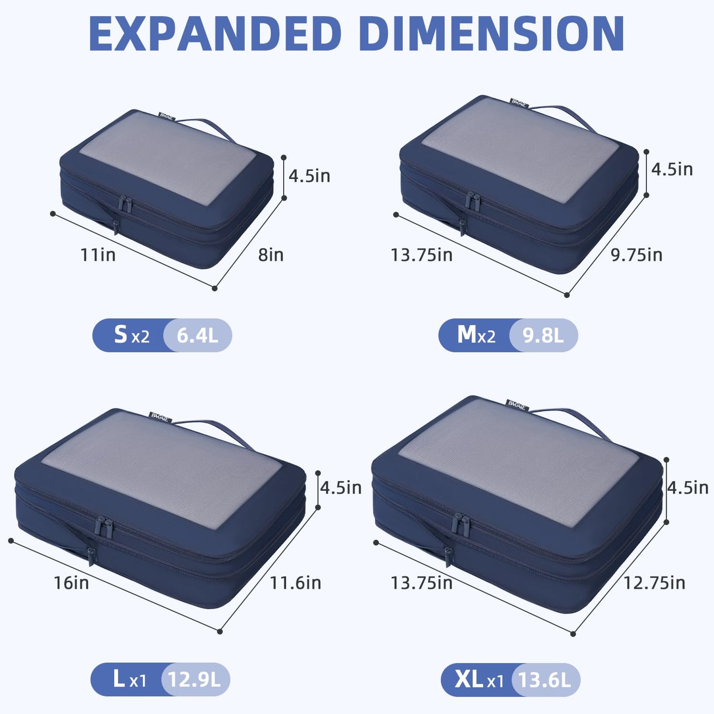 BAGAIL Expandable Travel Compression Cubes Set