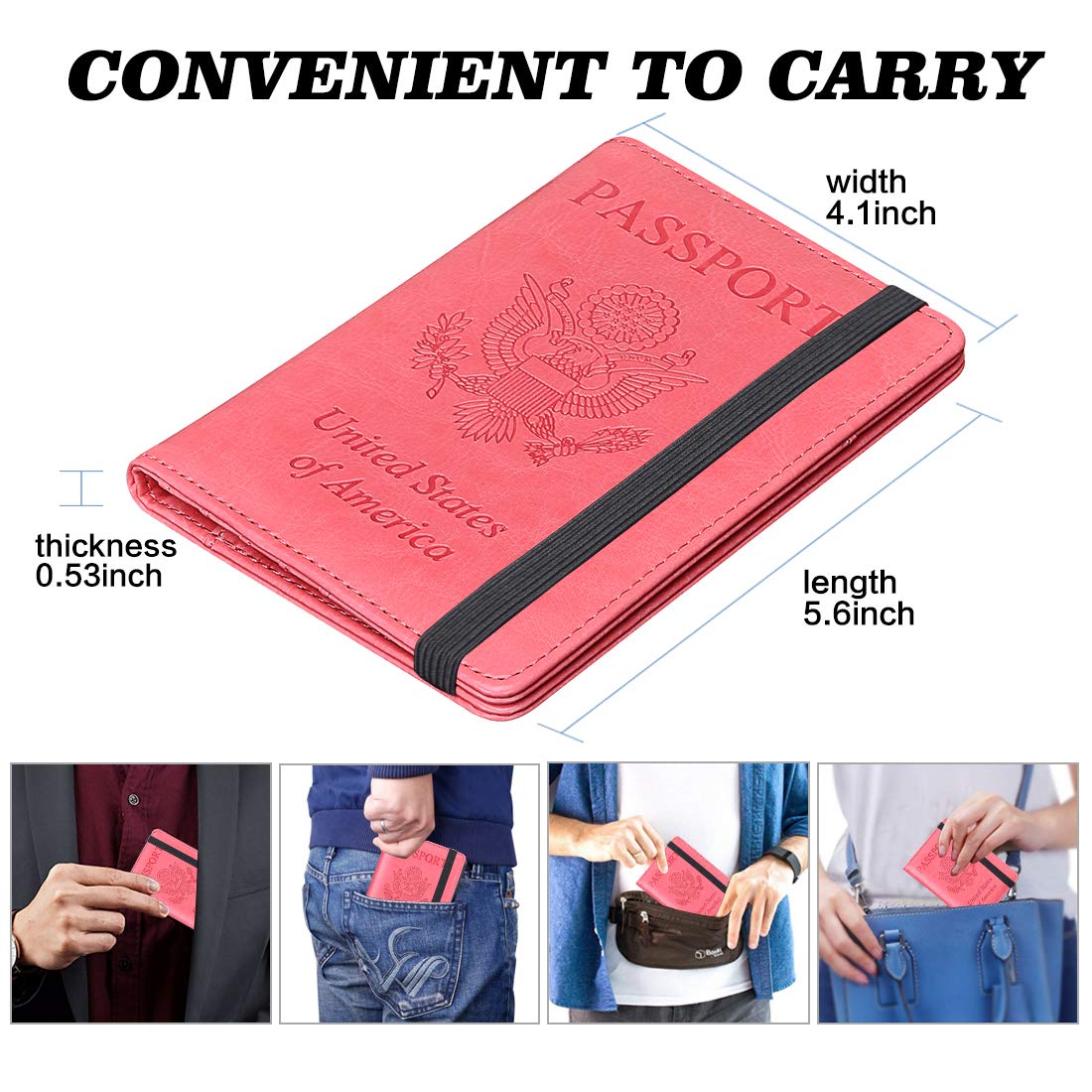 HerriaT RFID Leather Passport Wallet - Gray