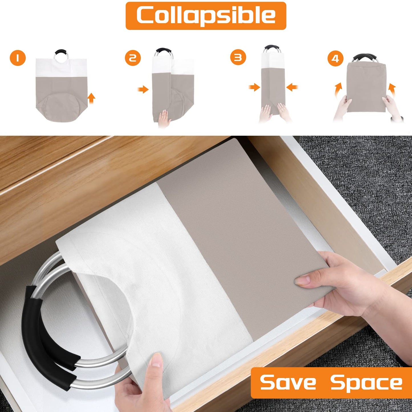 BlissTotes 90L Collapsible Laundry Hamper - Black