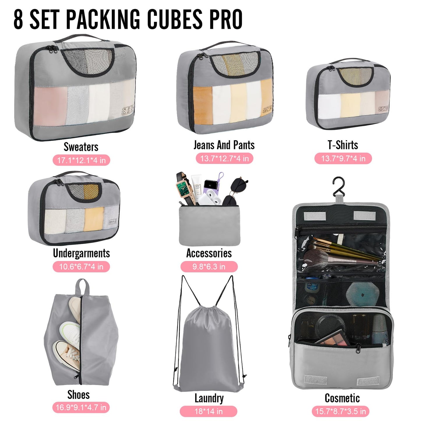 Veken Travel Cubes - 8 Piece Set