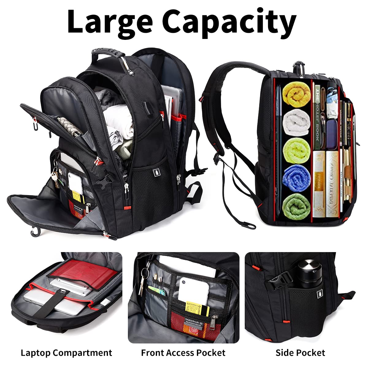 SHRRADOO 50L USB Travel Laptop Backpack - Airline Approved