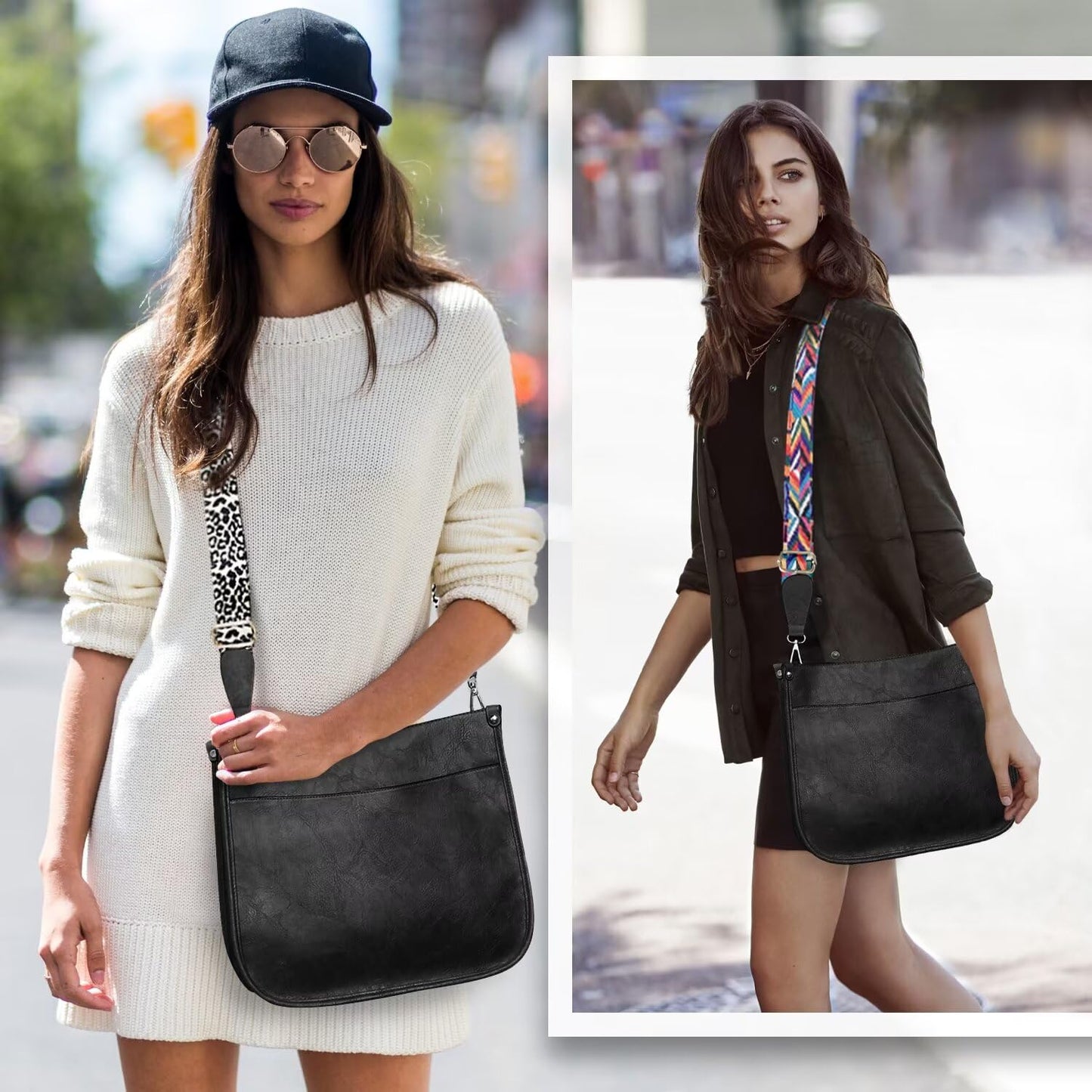 AUYOCO Chic Vegan Leather Crossbody Bag with Strap