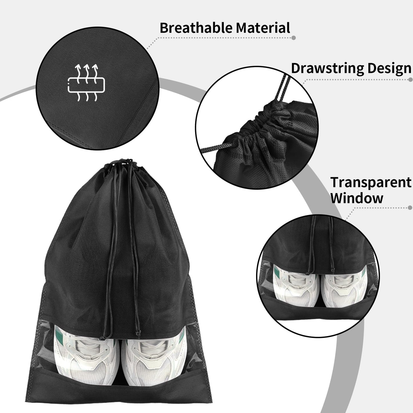 Clear View Travel Shoe Bags - 12 Pack