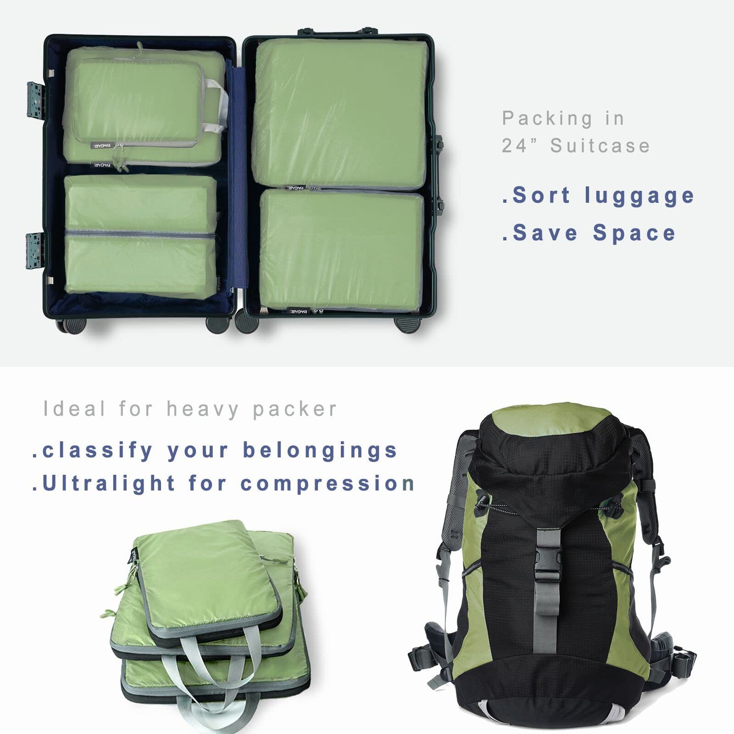 BAGAIL Travel Compression Cubes Set for Packing Ease