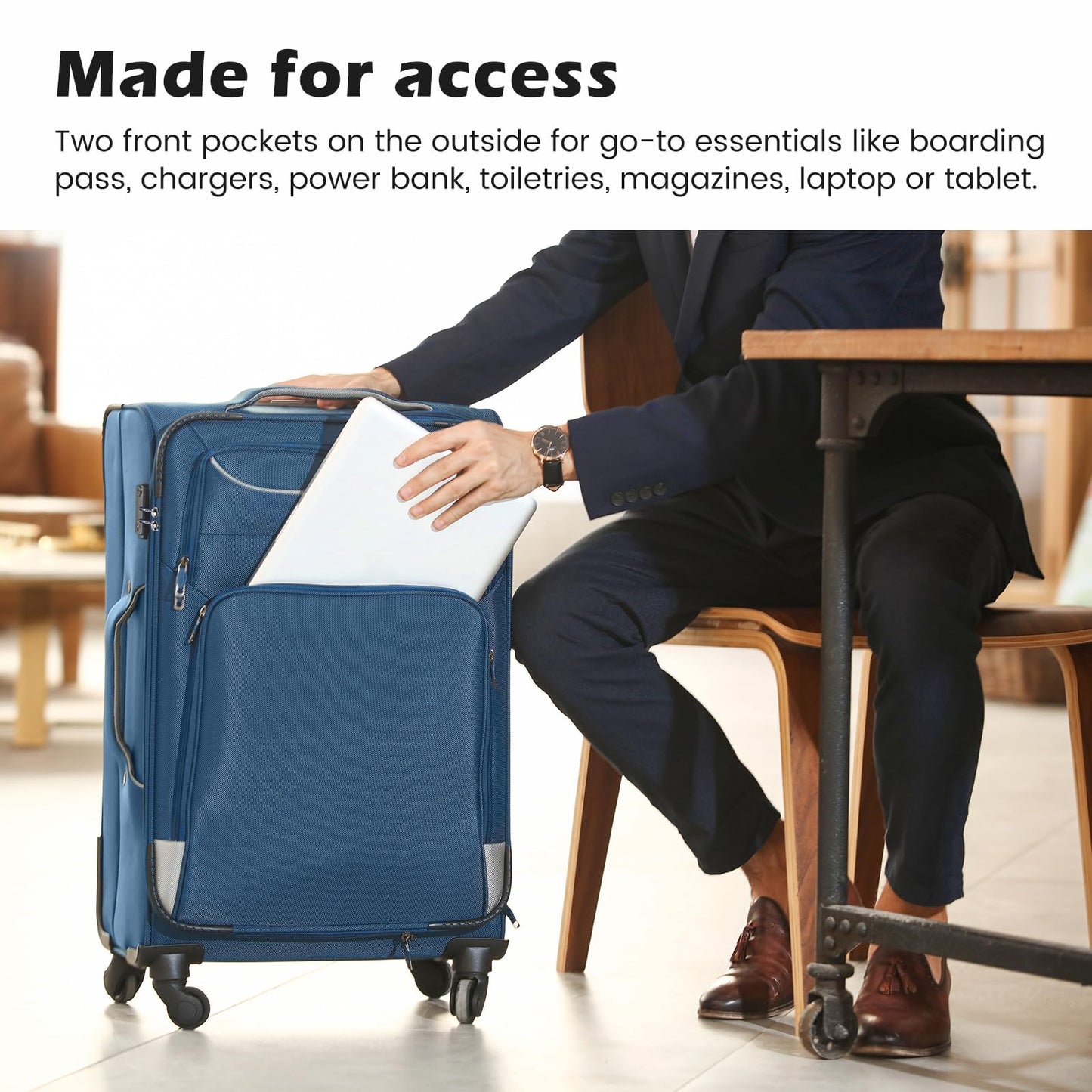 Coolife 4-Piece Softshell Spinner Luggage Set