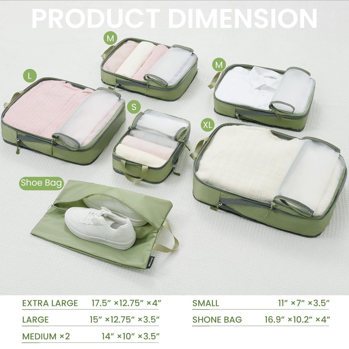 BAGAIL Travel Compression Cubes Set for Packing Ease