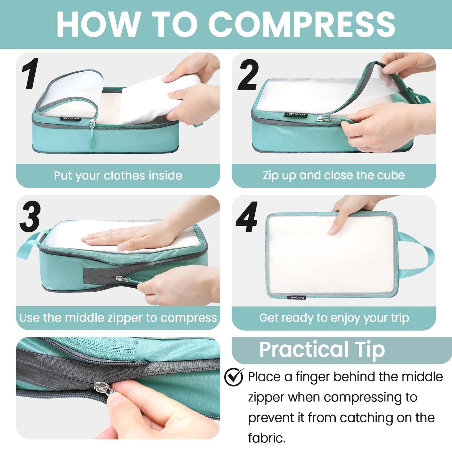 BAGAIL Travel Compression Cubes Set for Packing Ease