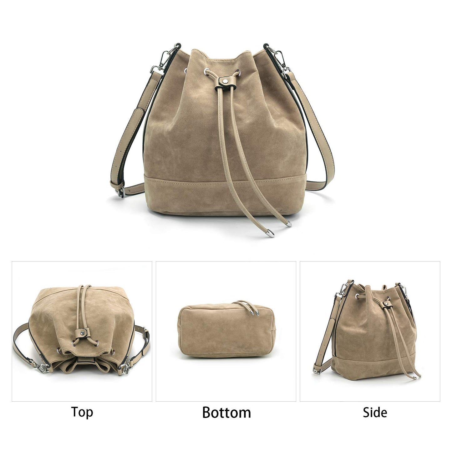 AFKOMST Chic Leather Bucket & Crossbody Bag Set