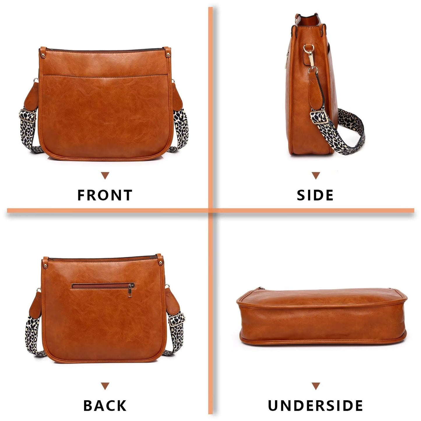 AUYOCO Chic Vegan Leather Crossbody Bag with Strap