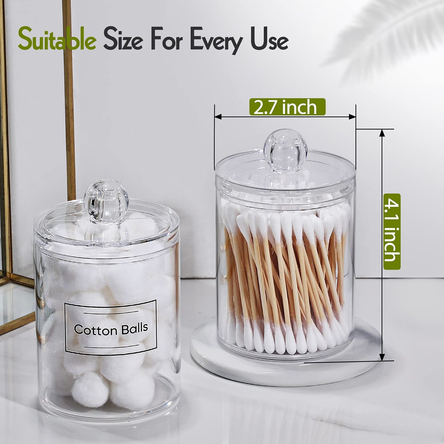Clear Acrylic Qtip Dispenser Set - 4 Pack