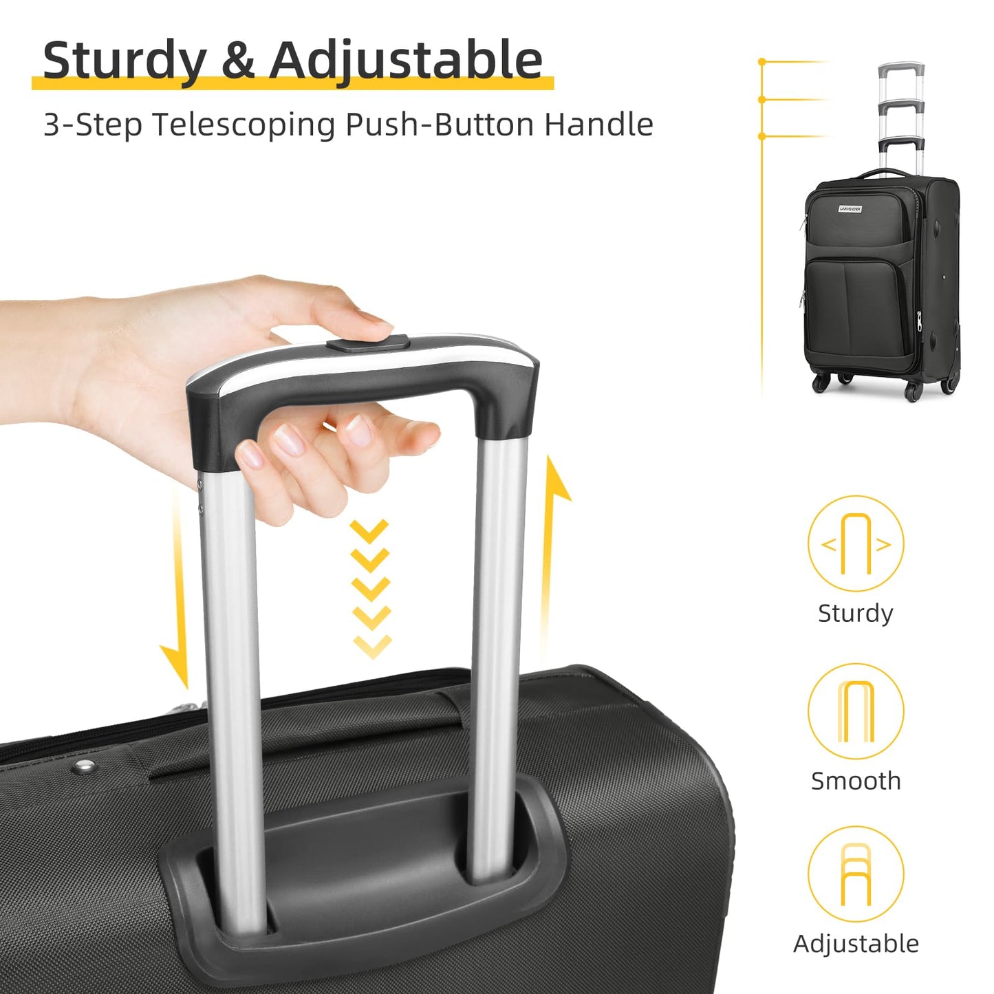 LARVENDER Expandable 5-Piece Spinner Luggage Set
