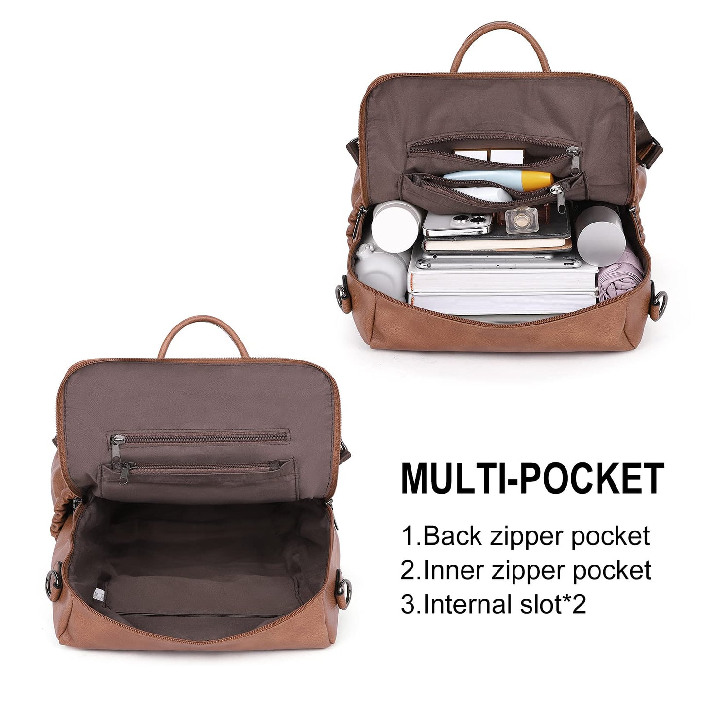 CLUCI Luxe Convertible Leather Backpack Purse
