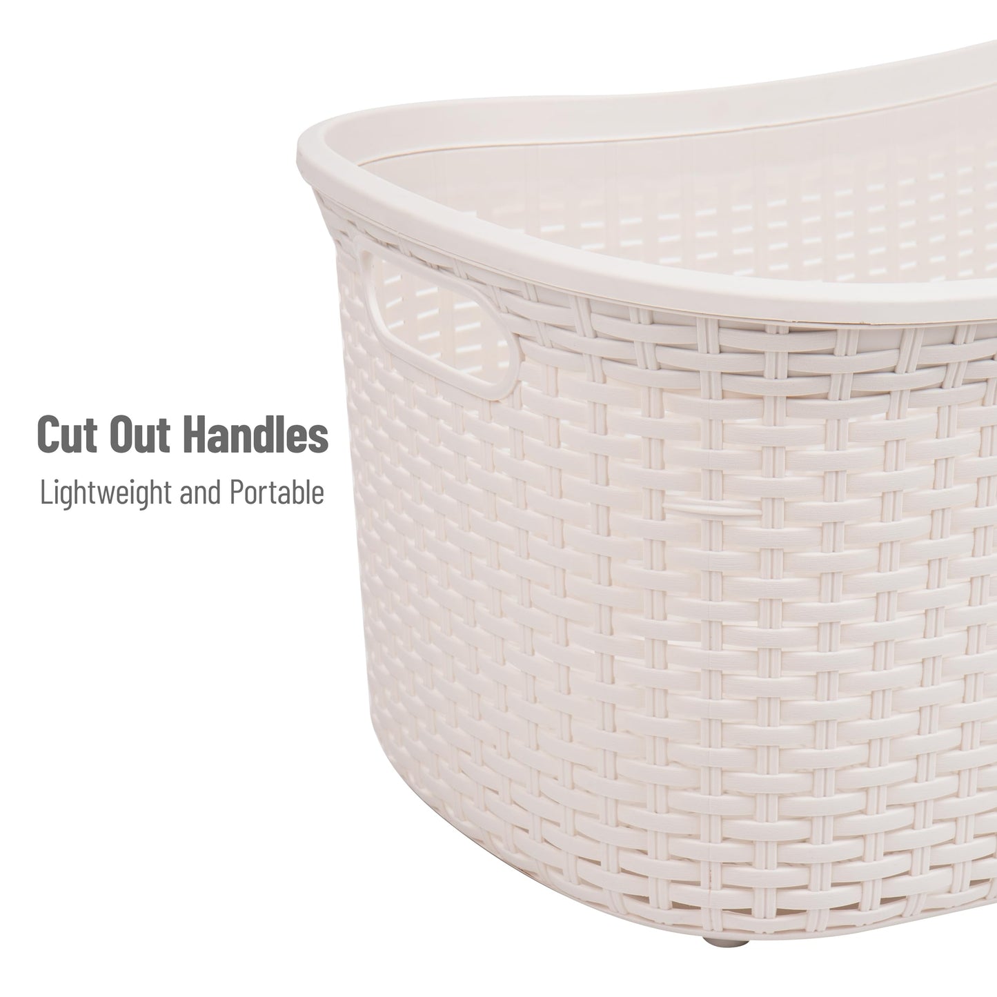 Ivory Wicker Mind Reader 40L Laundry Basket