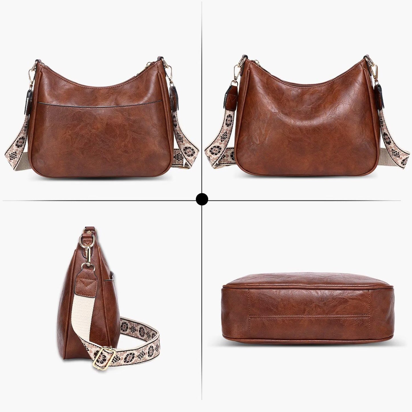 AUYOCO Chic Vegan Leather Crossbody Bag with Strap