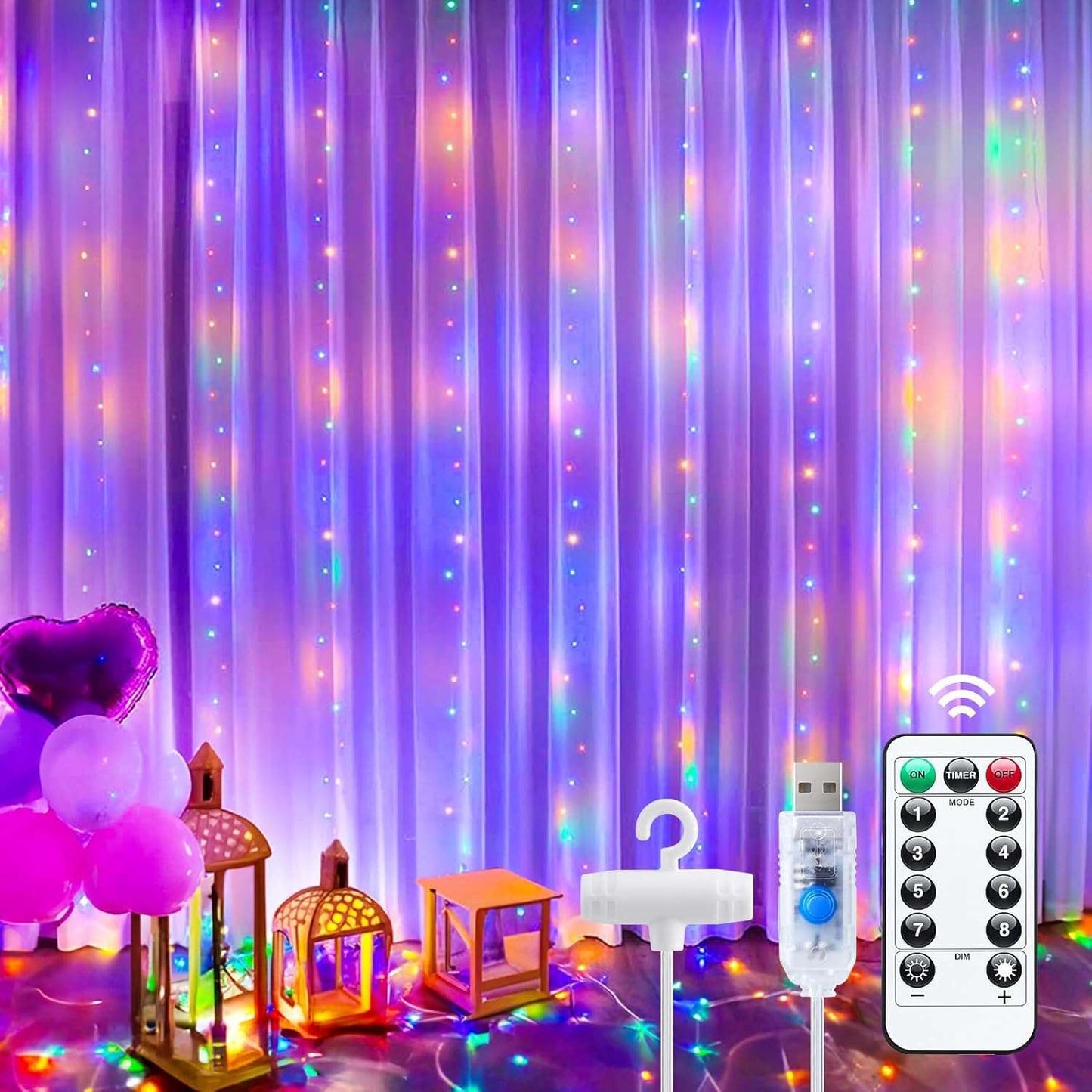 Minetom 300 LED Dimmable Fairy Curtain Lights
