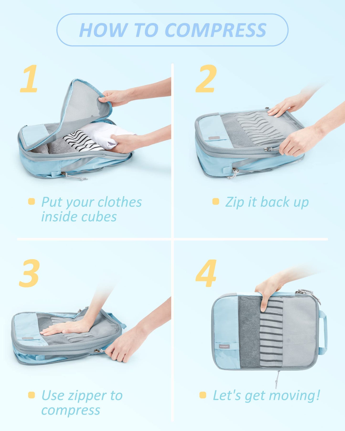 PackPro 6 Set Compression Cubes for Travel