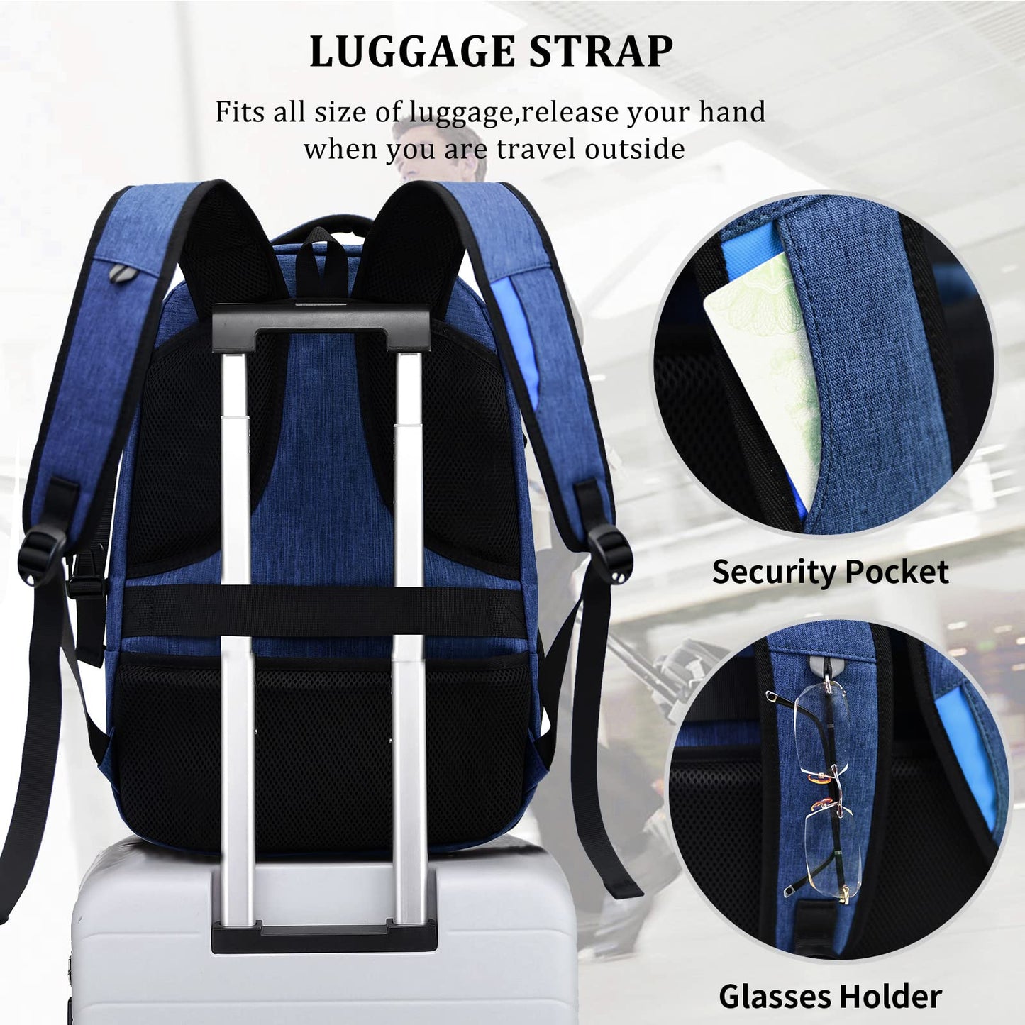 DUSLANG Travel Laptop Backpack with USB Port - Black