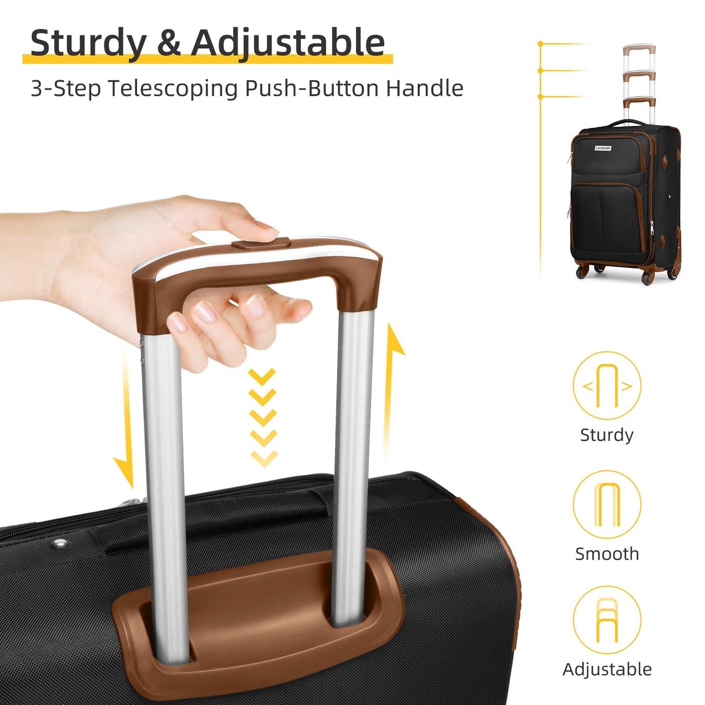 LARVENDER Expandable 5-Piece Spinner Luggage Set