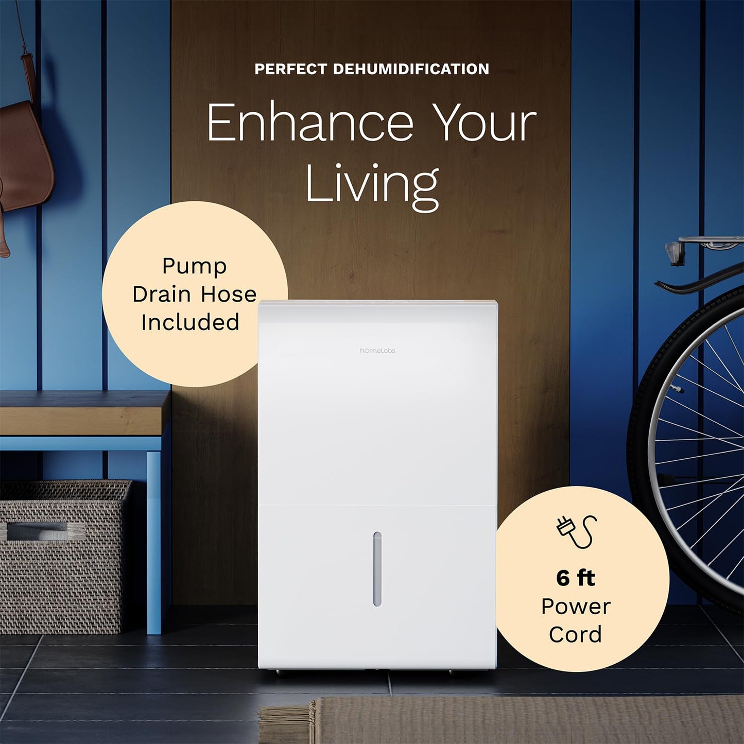 hOmeLabs Smart 50 Pint Dehumidifier 7000 Sq Ft