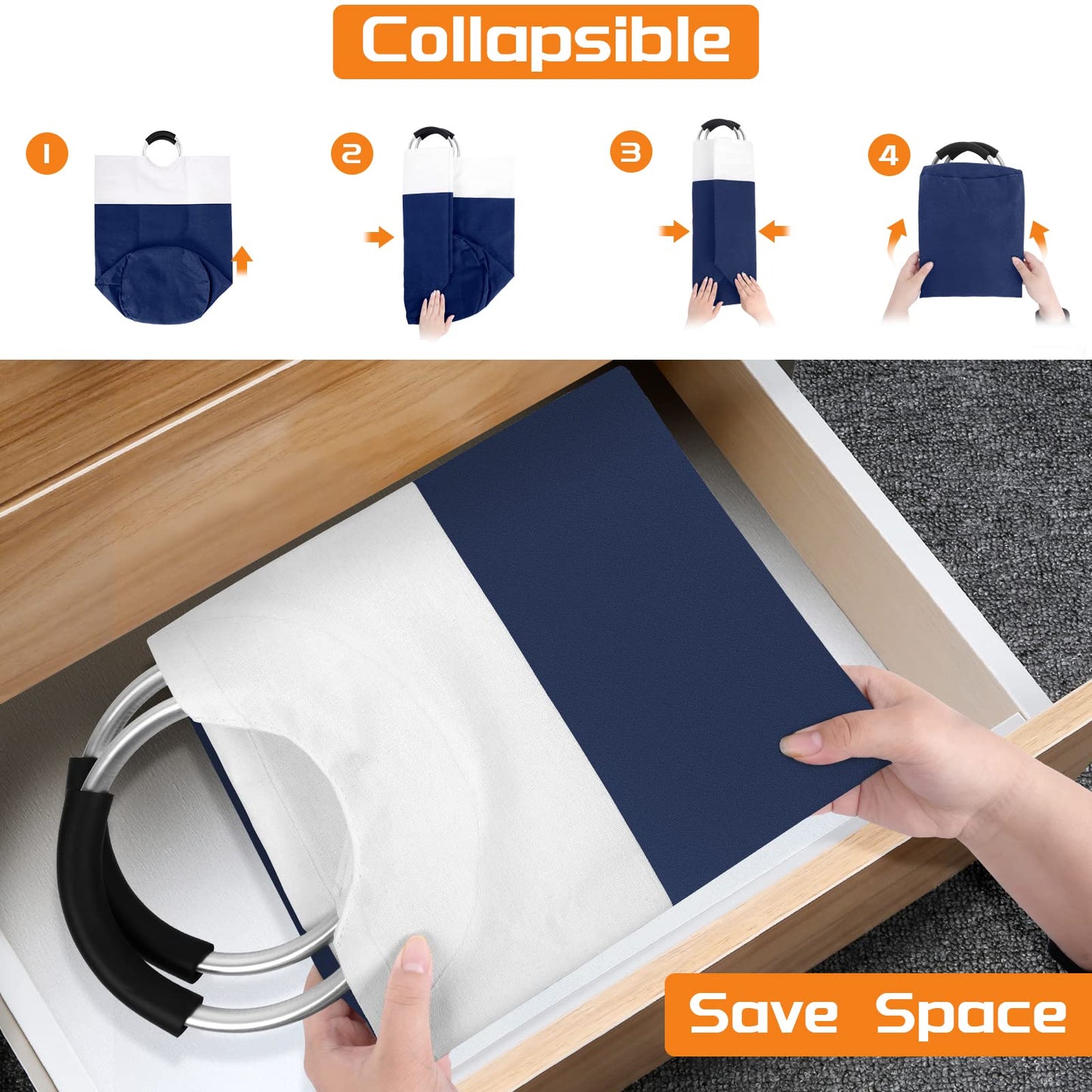 BlissTotes 90L Collapsible Laundry Hamper - Black