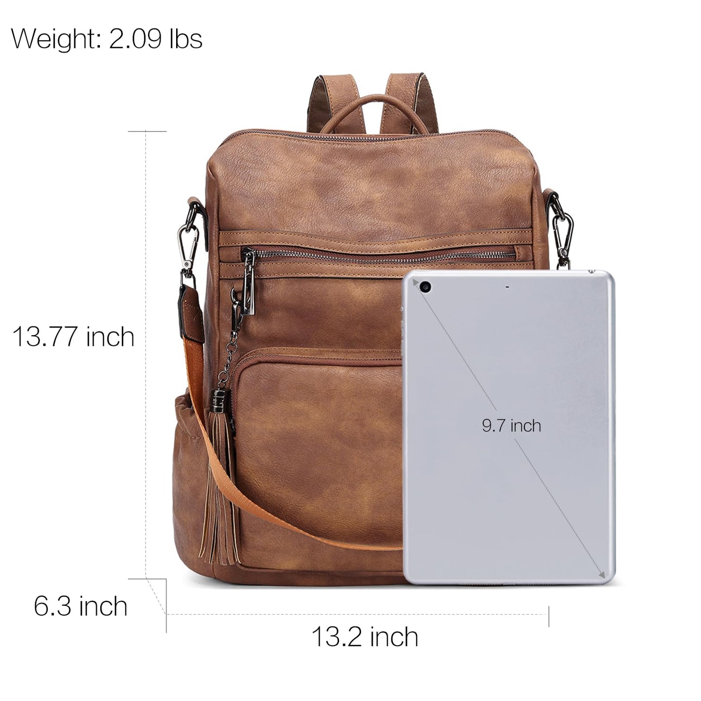 CLUCI Luxe Convertible Leather Backpack Purse