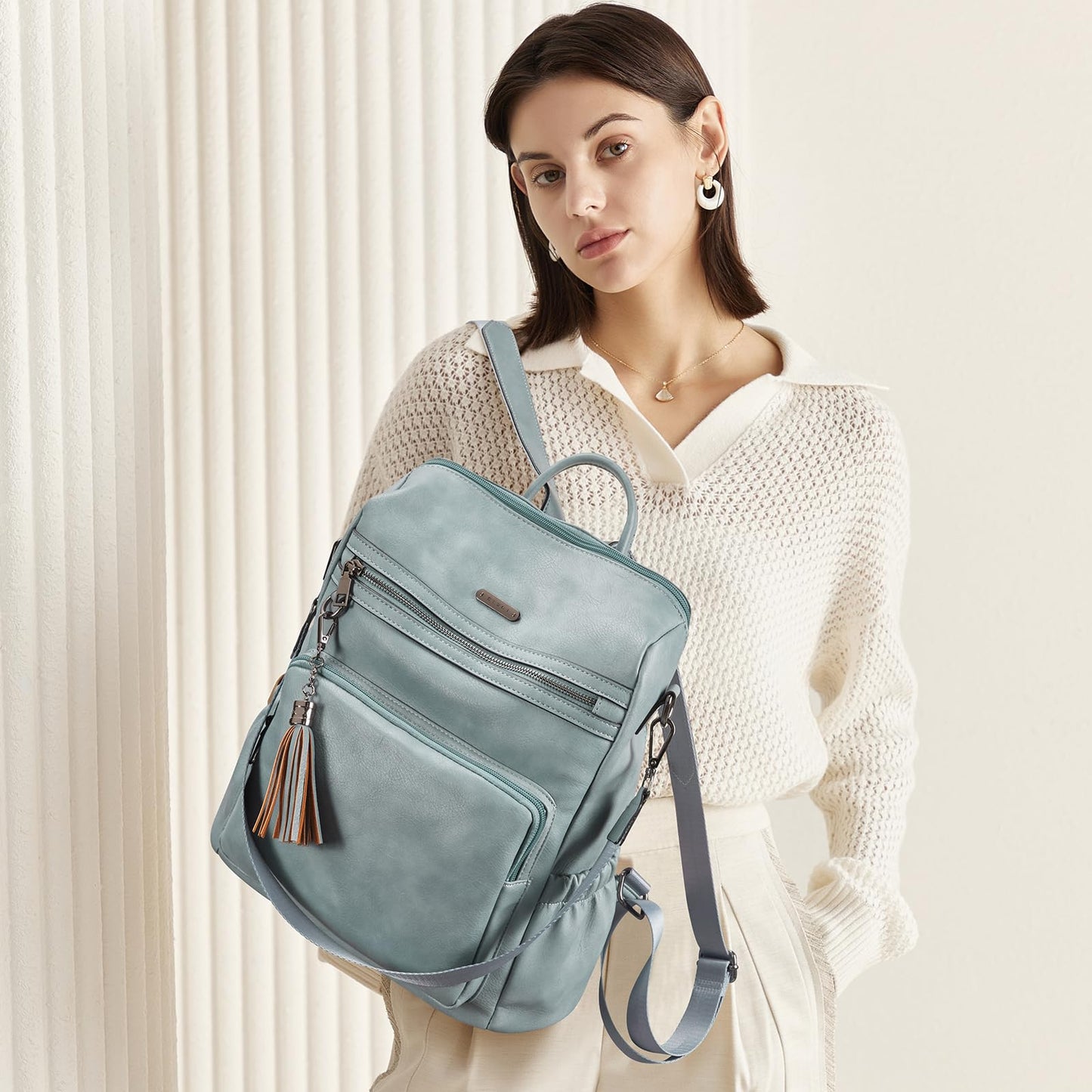 CLUCI Luxe Convertible Leather Backpack Purse